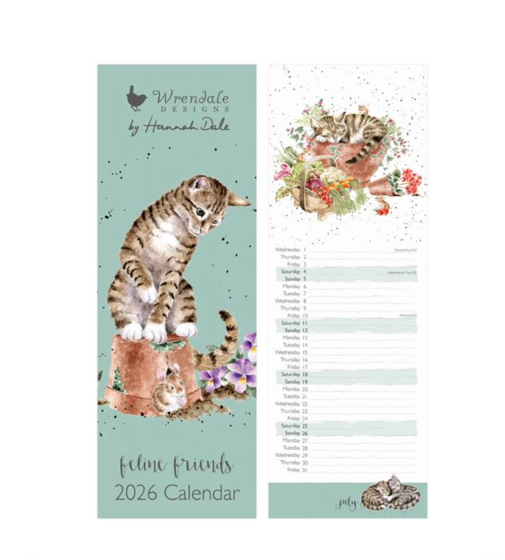 Wrendale 'Feline Friends' Cat Calendar 2026 Slim