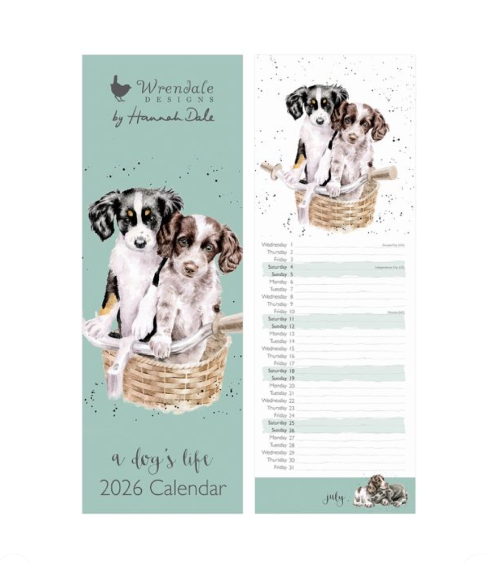 Wrendale 'A Dog's Life' Dog Calendar 2026 Slim
