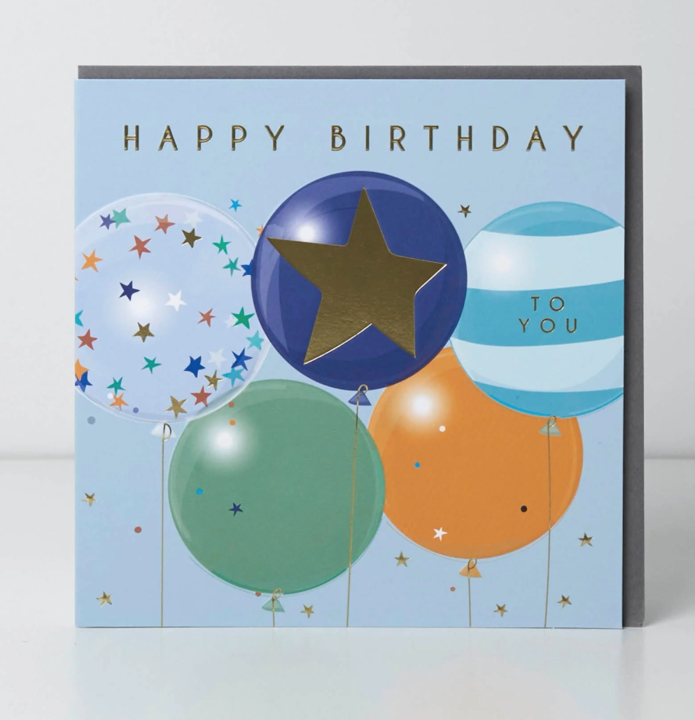 Belly Button Happy Birthday Balloons Blue Card