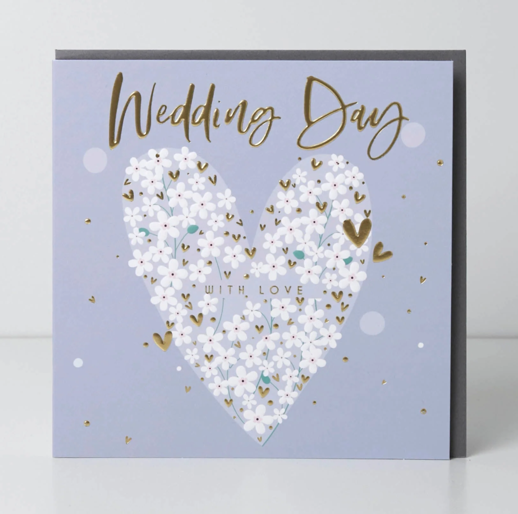 Belly Button Wedding Day Floral Heart Card