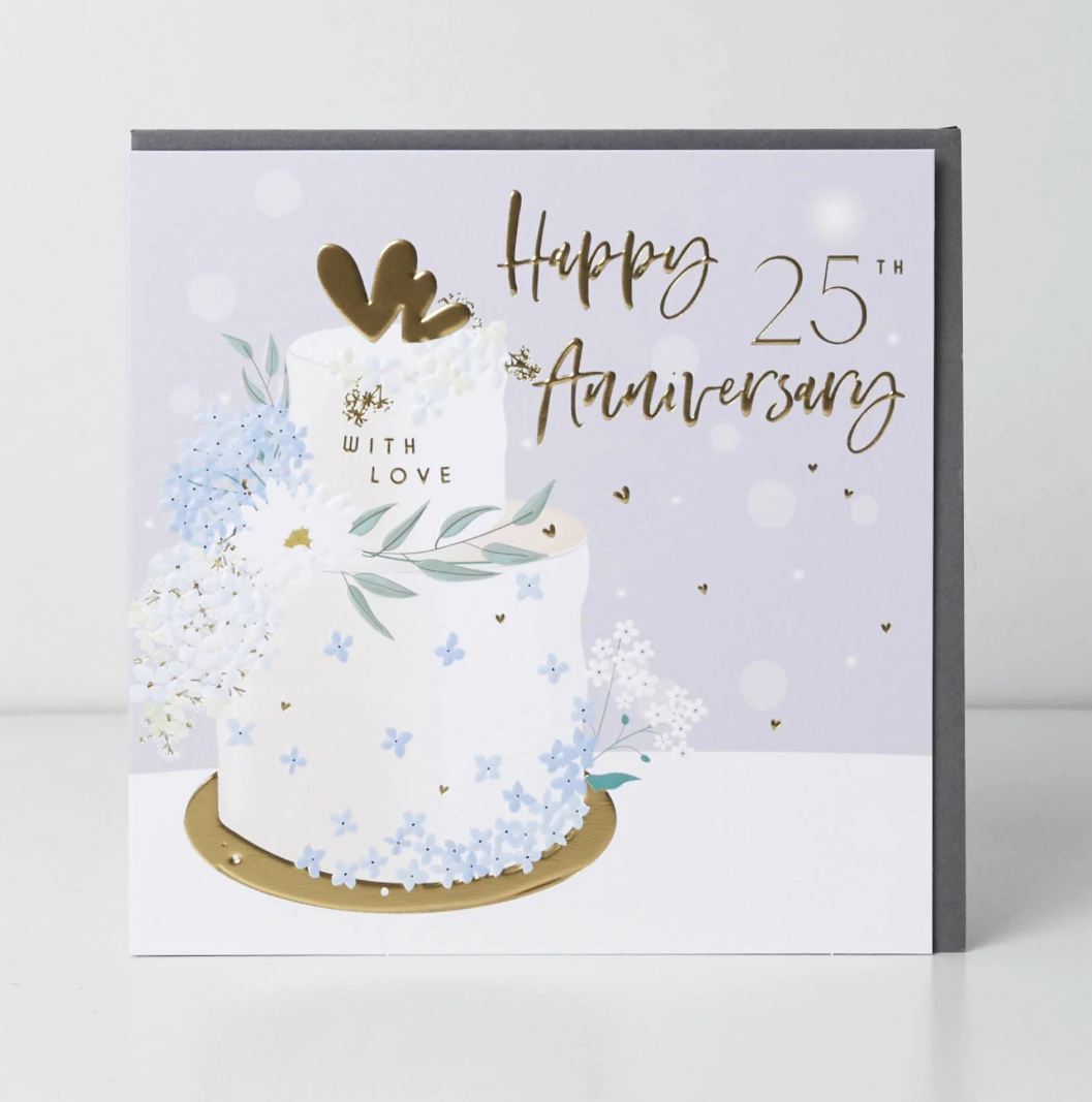 Belly Button 25th Wedding Anniversary Cake Card
