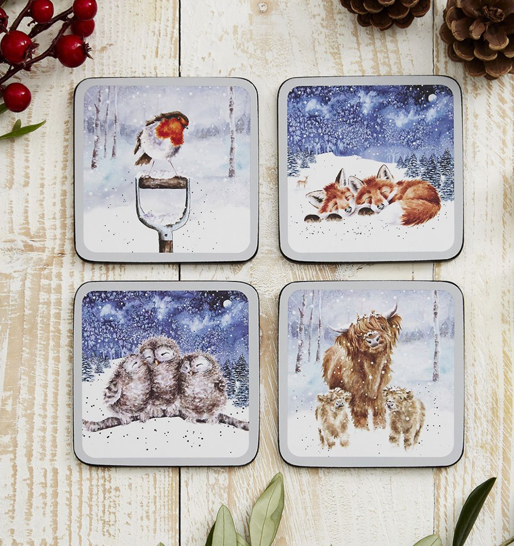 Wrendale 'Winter Skies' Animals Coaster Set - Pack of 6 Assorted