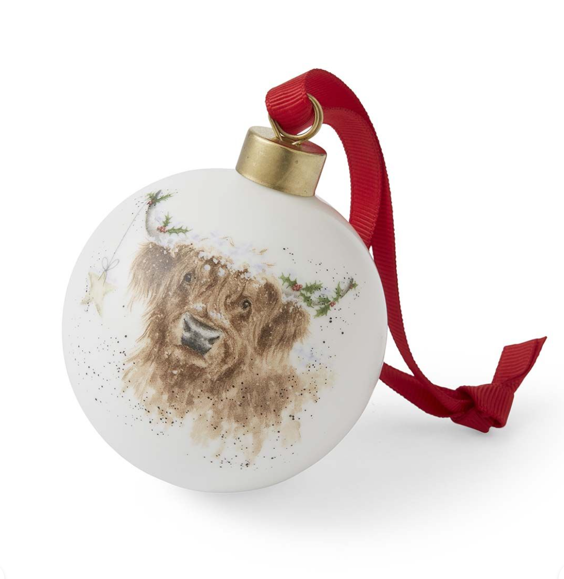 Wrendale 'Highland Star' Cow Christmas Bauble - Gift Boxed
