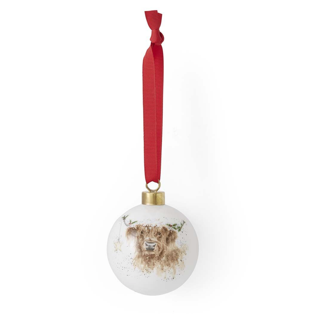 Wrendale 'Highland Star' Cow Christmas Bauble - Gift Boxed