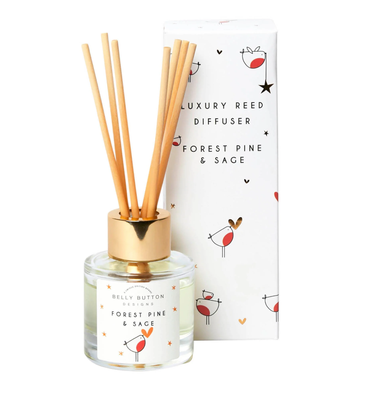 Belly Button Miniature Reed Diffuser - Red Robin - Forest Pine & Sage