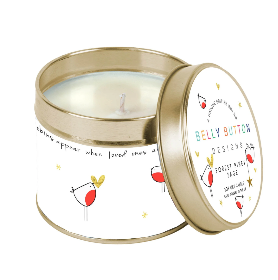 Belly Button - Robins Appear - Soy Wax Tinned Candle