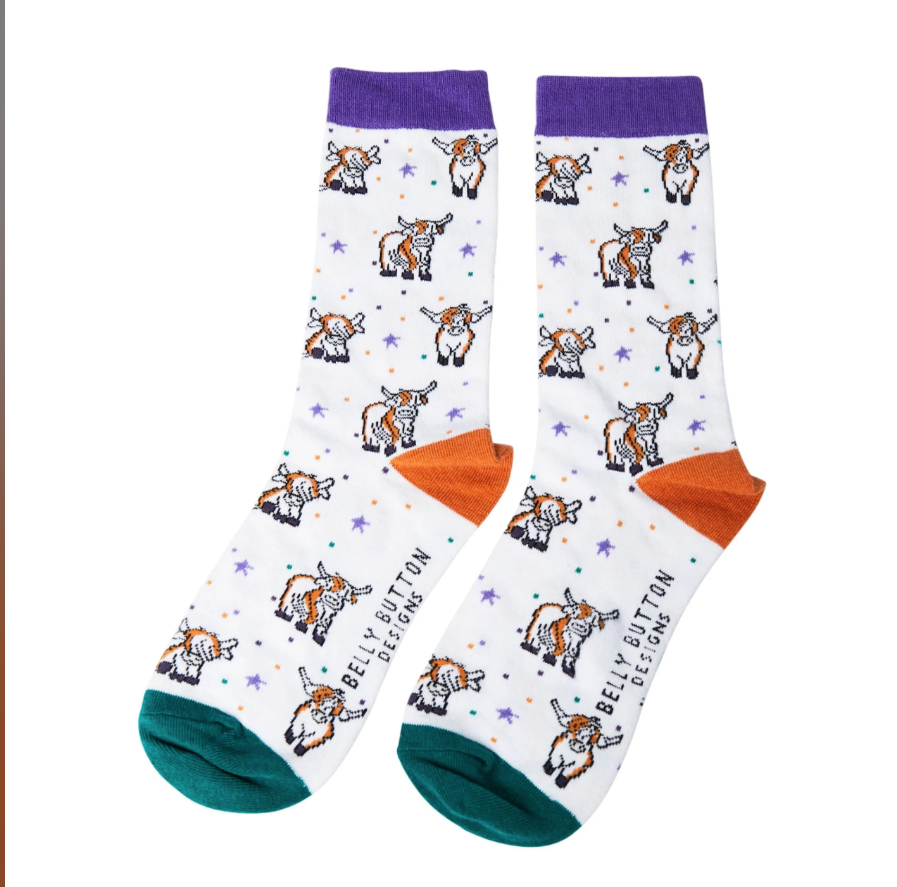 Belly Button Highland Cow Ladies Bamboo Ankle Socks