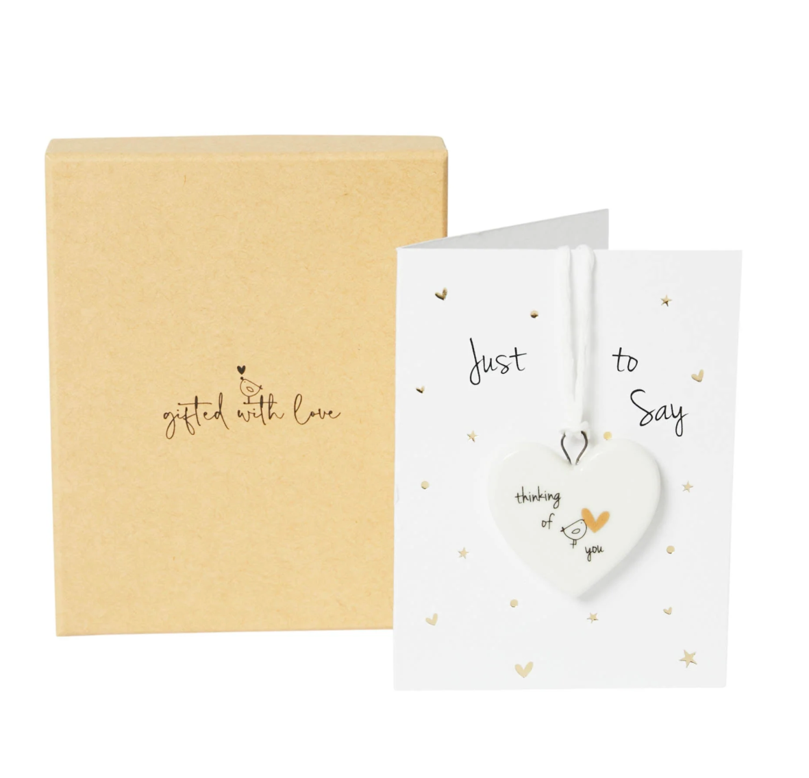 Signature Boxed Mini Porcelain Decoration on Card - Thinking of you - Belly Button