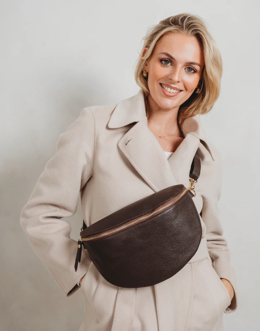 Elie Beaumont Large Sling Bag Handbag -Chocolate Brown