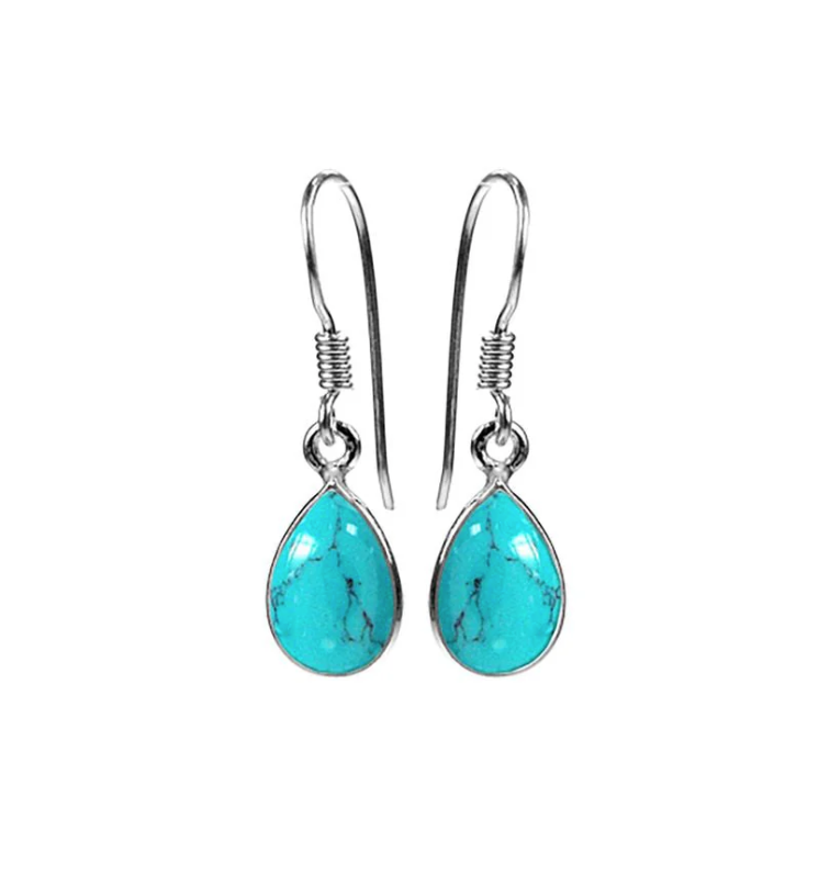 Kali Ma Sterling Silver Bridget Small Teardrop Turquoise Drop Earrings