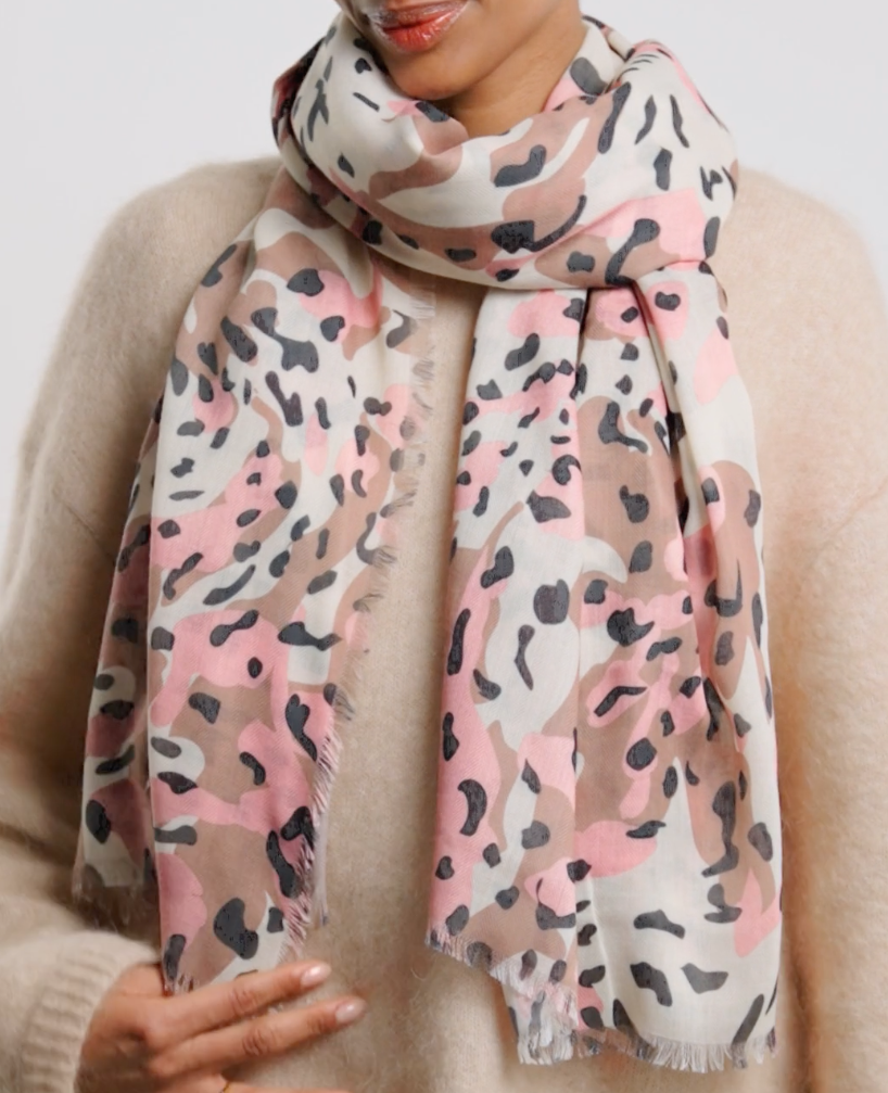 Katie Loxton Printed Scarf - Tortoiseshell - Taupe/Blush Pink/Brown