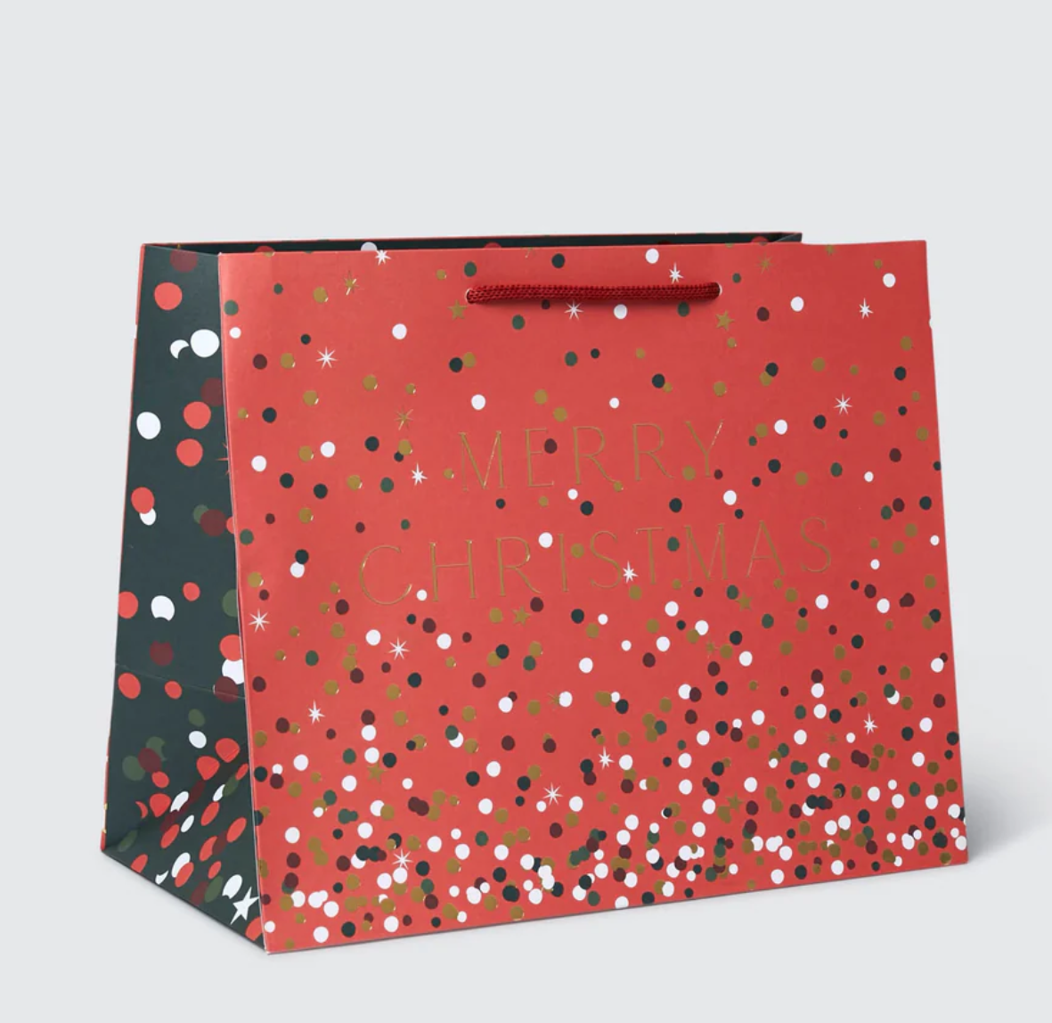 Belly Button 'Merry Christmas' Red & Gold Confetti Large Tote Gift Bag