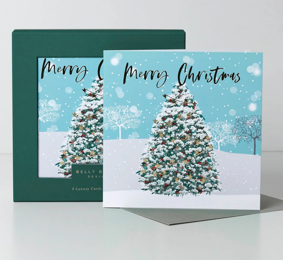 Belly Button Christmas Tree - Luxury Box Christmas Cards - 8 Pack