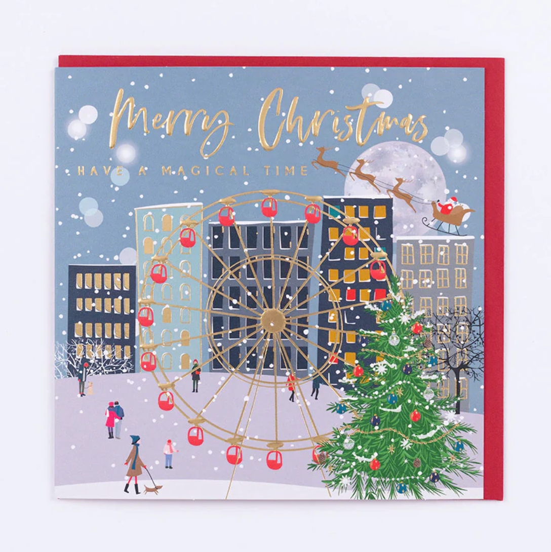 Belly Button Merry Christmas Have a Magical Time - Ferris Wheel Scene - Christmas Card
