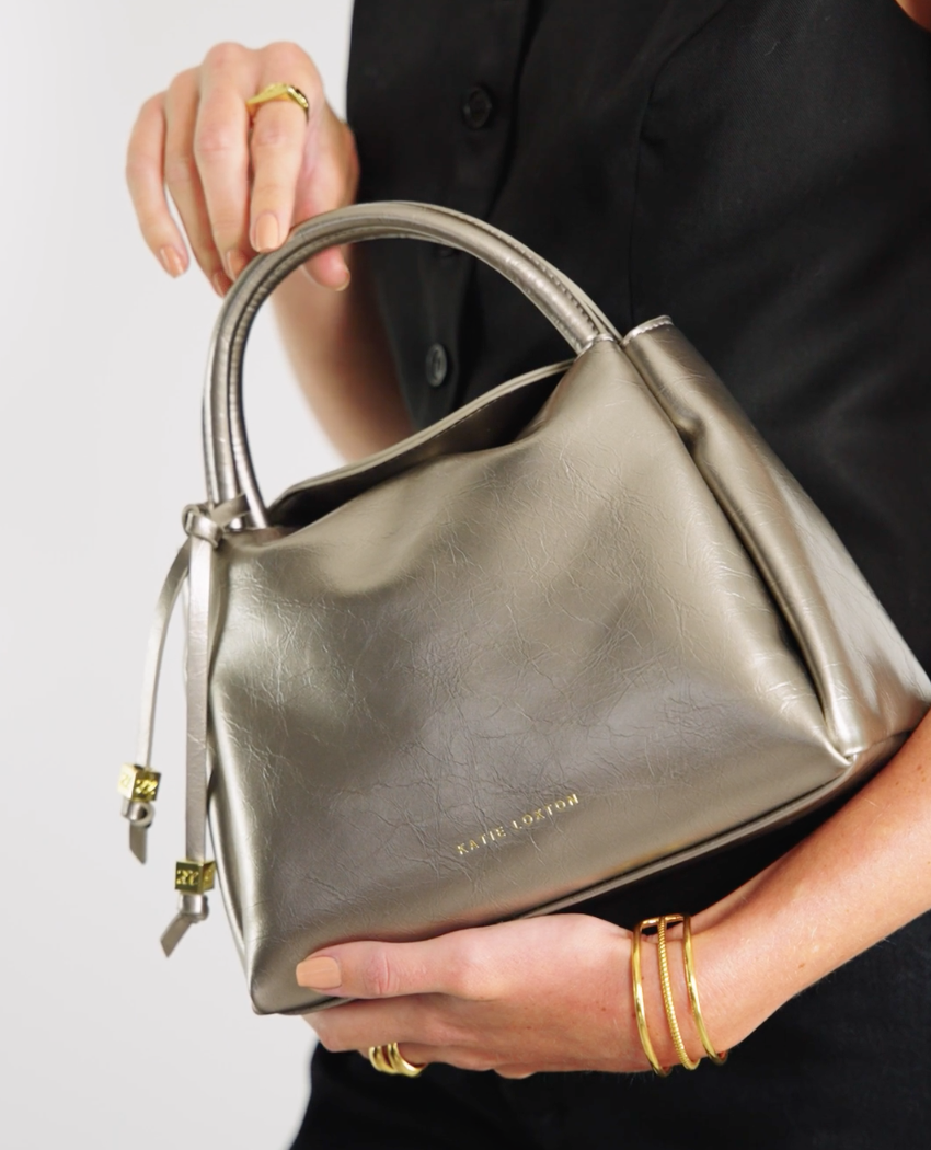 Katie Loxton Nova Patent Crackle Small Grab Bag - Pewter