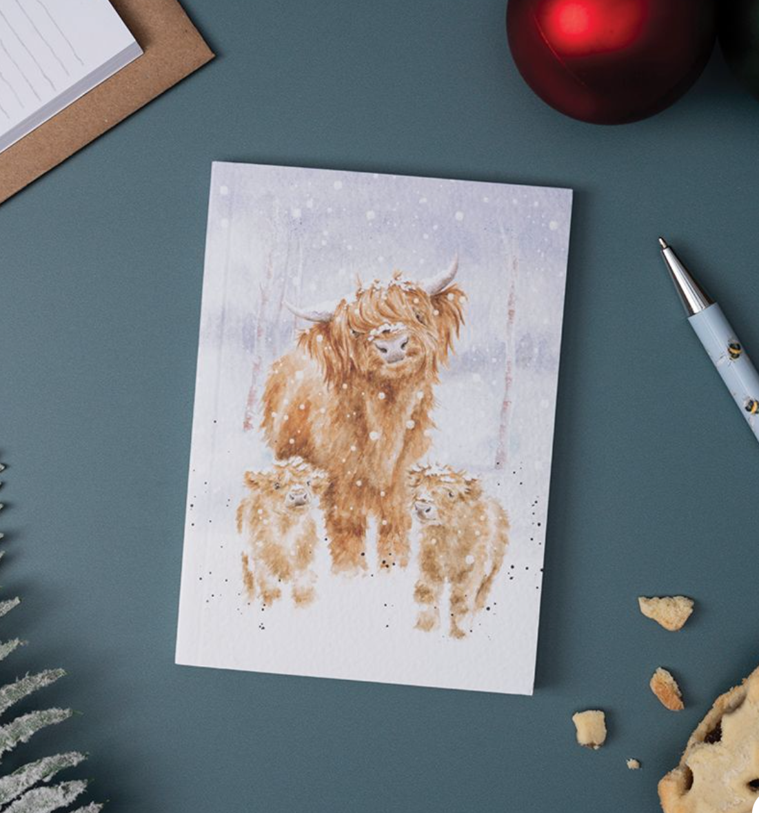 'A Highland Christmas' A6 Highland Cow Notebook - Wrendale Designs