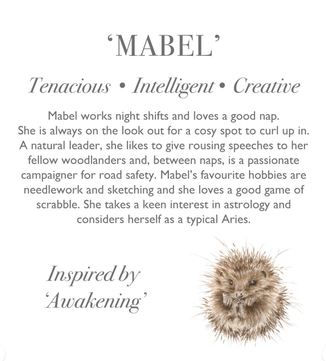 Mabel - Hedgehog Character Large Plush Toy - Wrendale Designs
