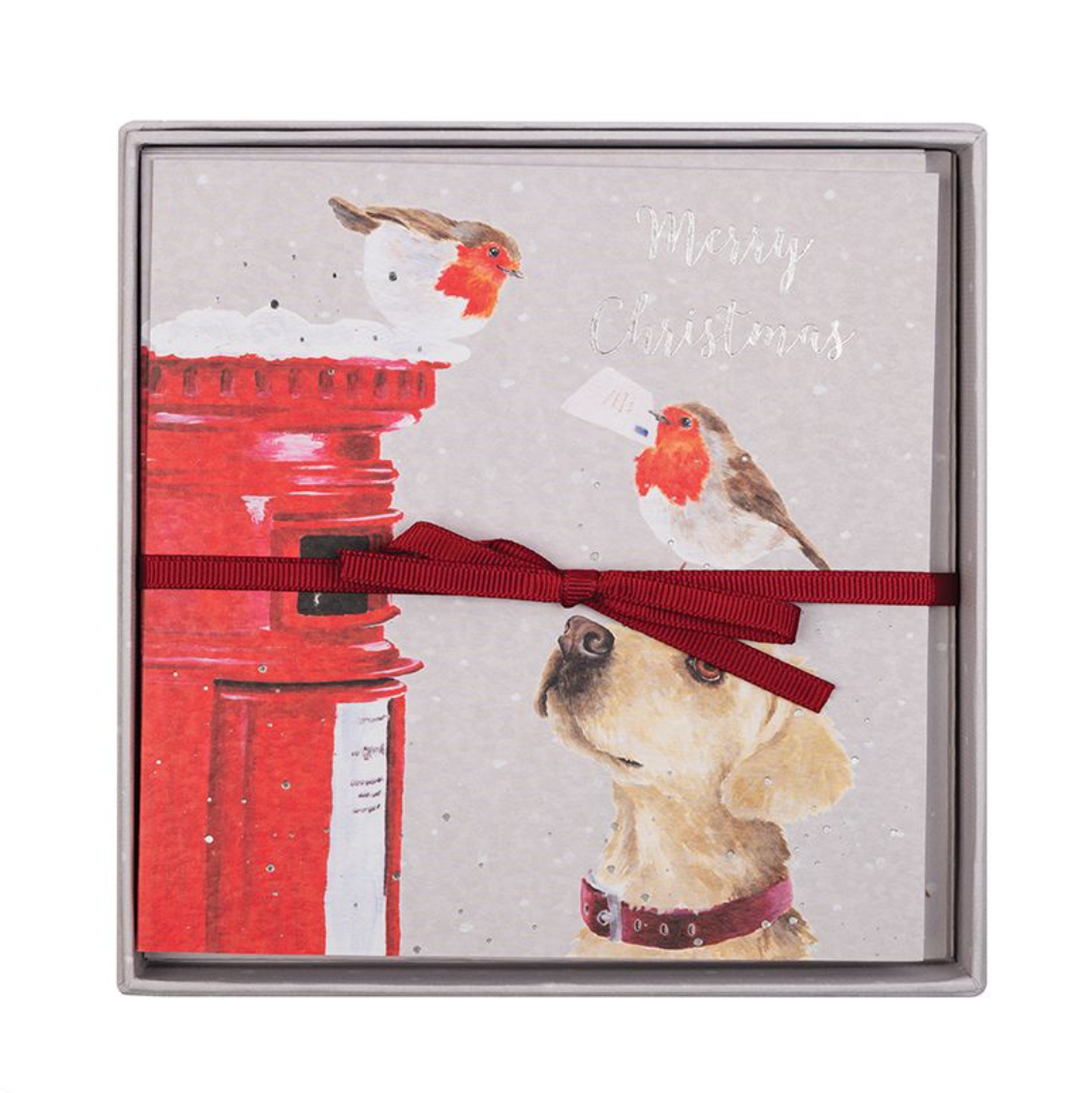 'Letters to Santa' Robin & Labrador Luxury Boxed Christmas Cards - Wrendale Designs
