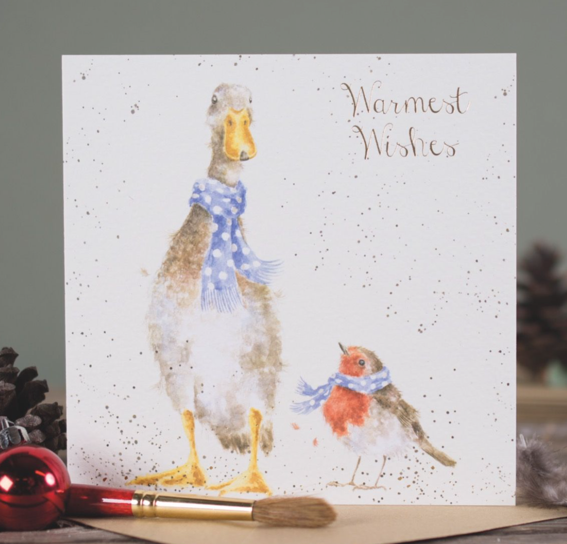'Christmas Scarves' Duck & Robin Christmas Card - Wrendale Designs
