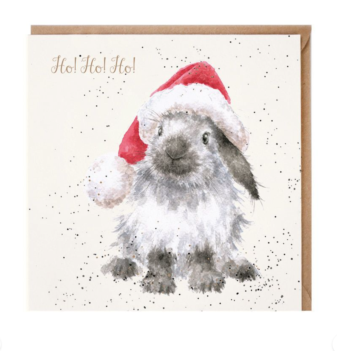 'Ho Ho Ho' Rabbit in Santa Hat Christmas Card - Wrendale Designs