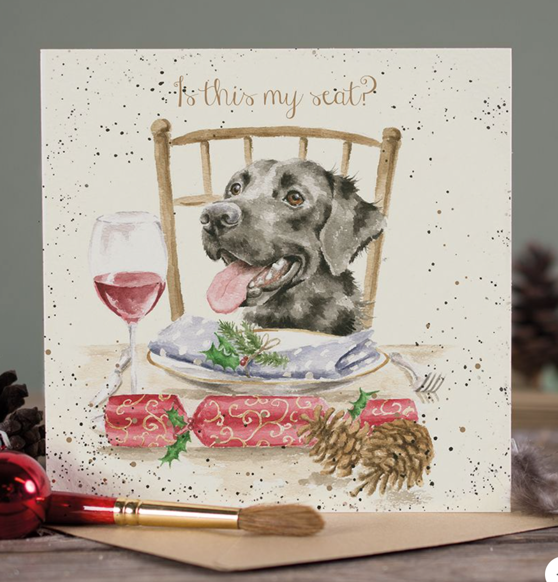 'Is This my Seat' Labrador Christmas Card - Wrendale Designs