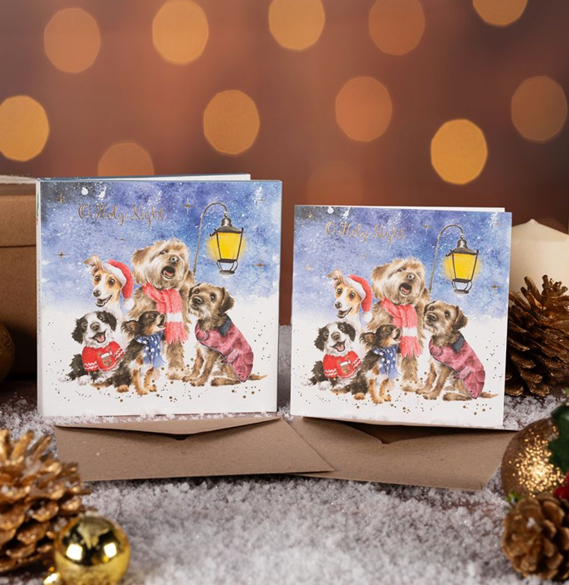'Oh Holy Night' Dogs Christmas 8 Pack Cards- Wrendale Designs