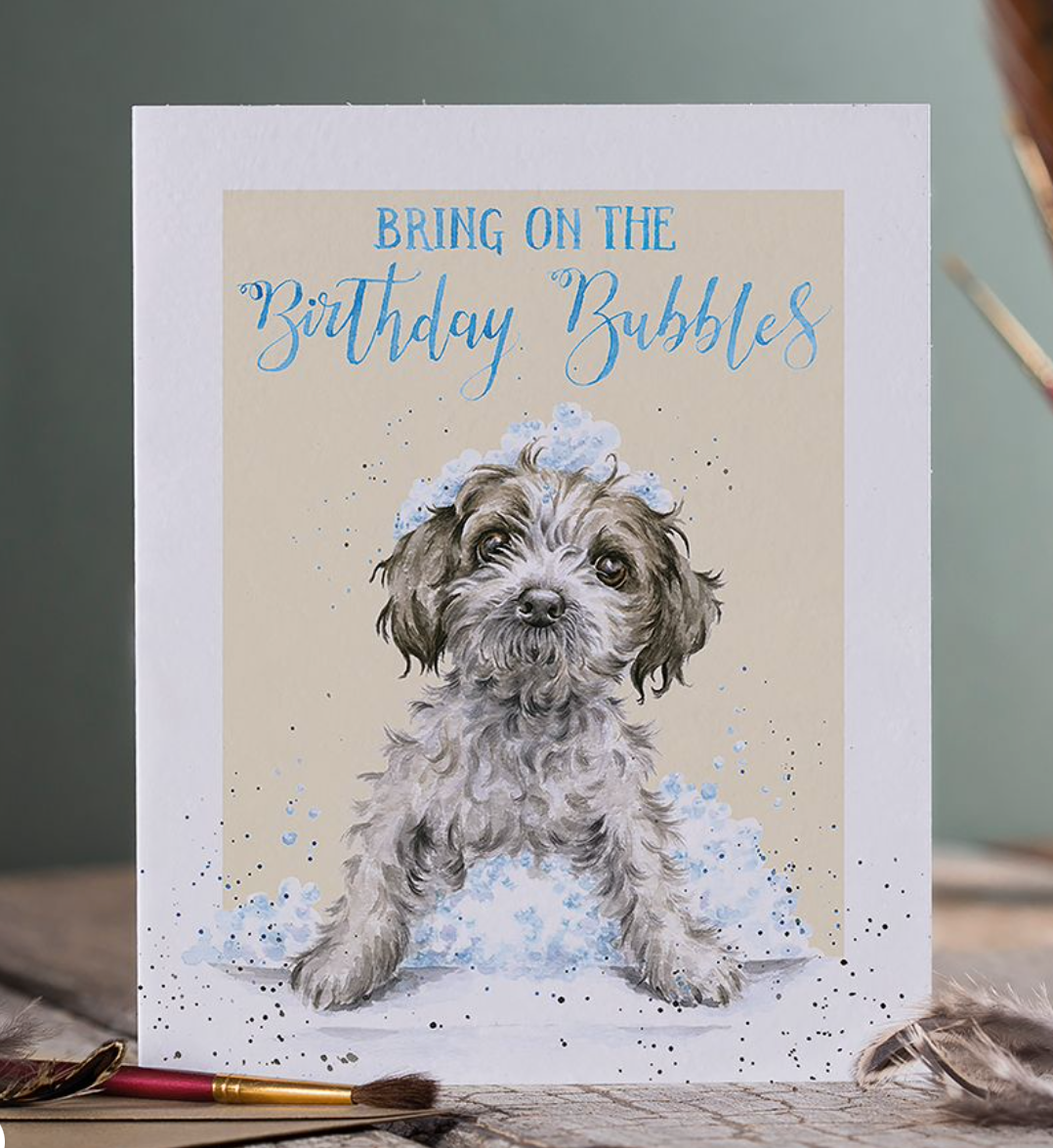 'Birthday Bubble' Dog Birthday Card - Wrendale Designs