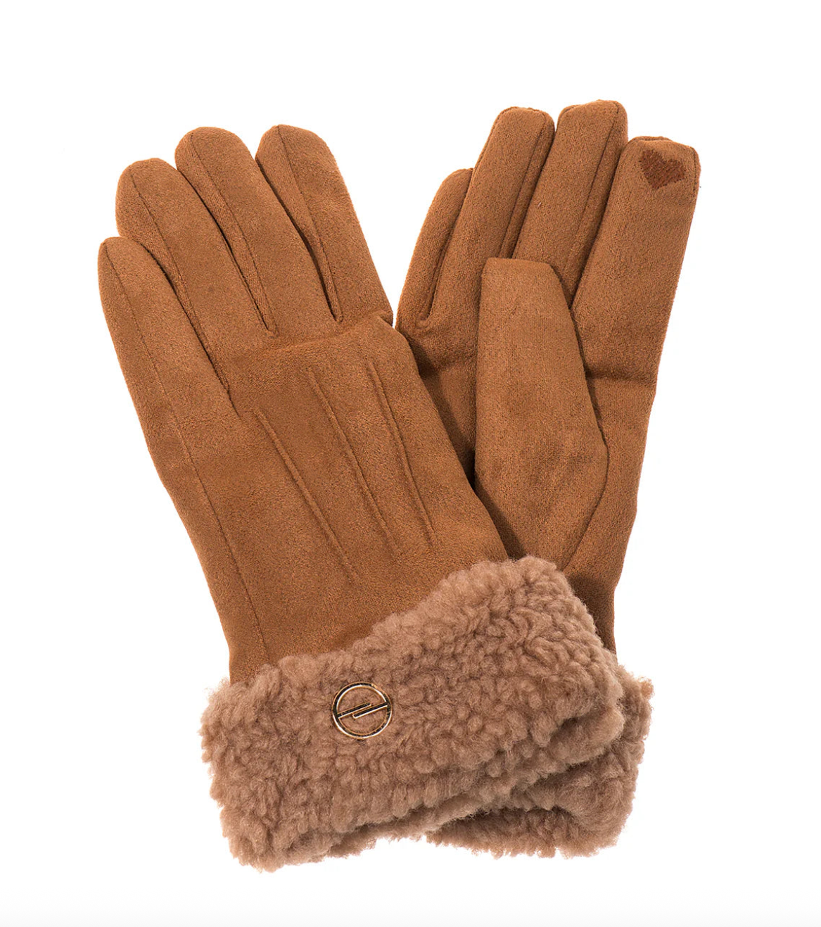 Park Lane - Faux Suede with Fleece Cuff Ladies Gloves- Tan