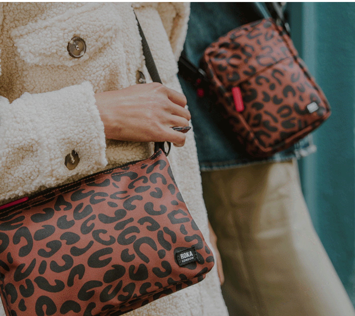 ROKA Bond Crossbody Bag -Sustainable Canvas - Scarlet Leopard ( Limited Edition)
