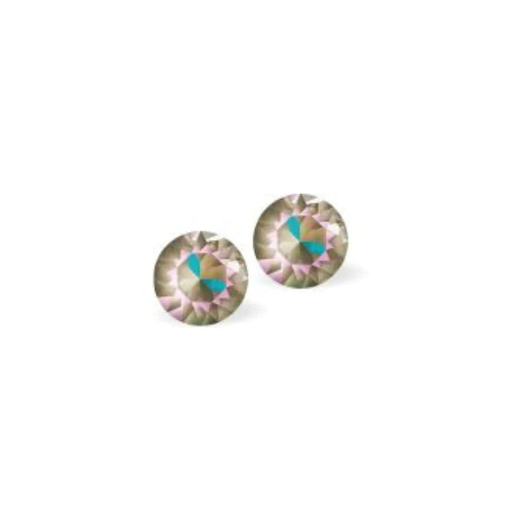 Byzantium 6mm Austrian Crystal Studs - Chaton - Army Green Delite