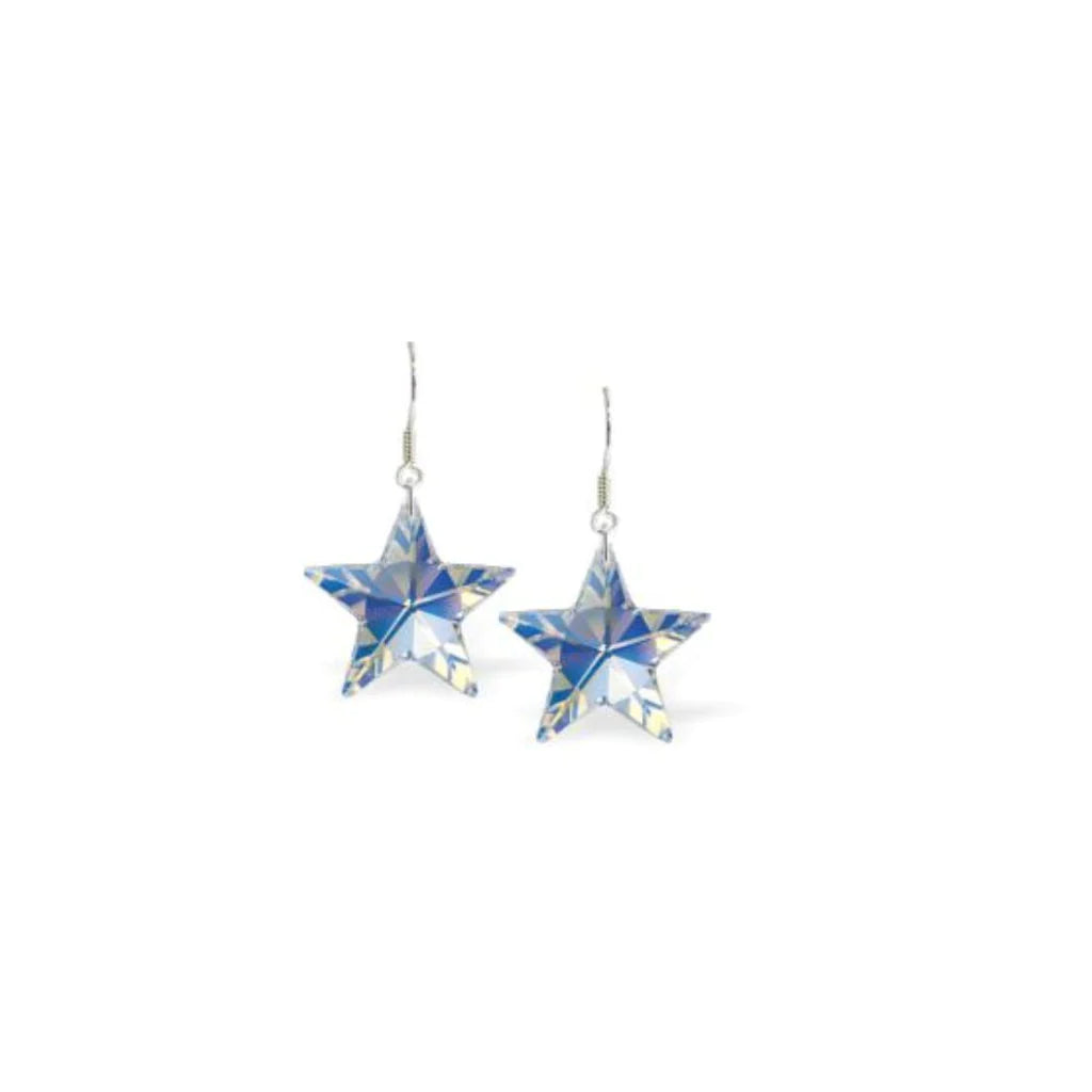 Byzantium Austrian Crystal Earrings - Star - Crystal AB