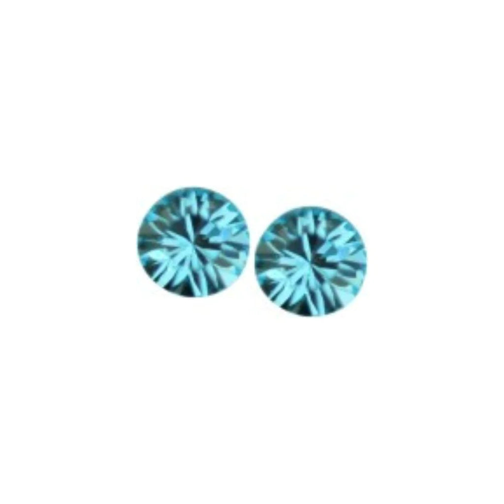 Byzantium 6mm Austrian Crystal Studs - Chaton - Aquamarine Blue