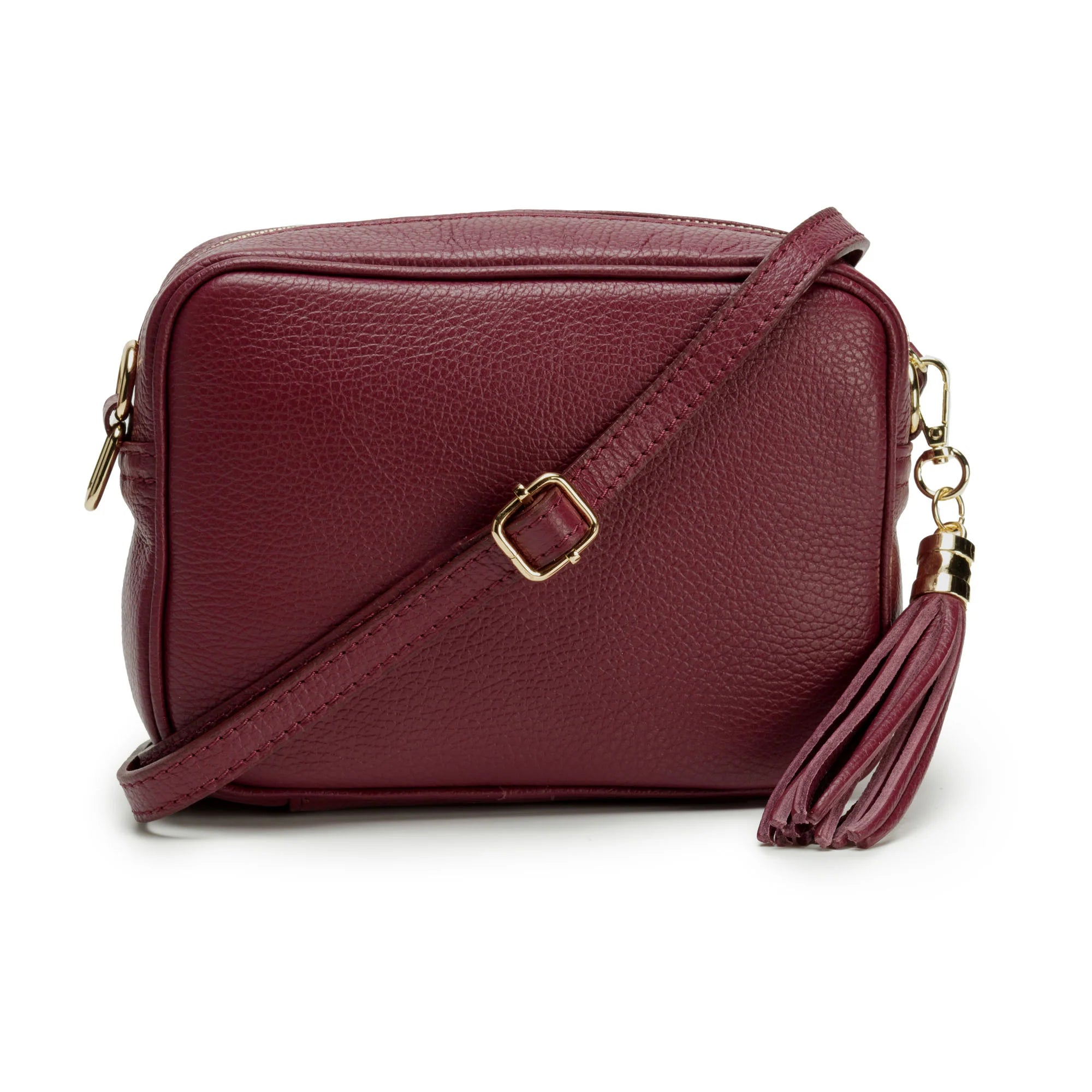 Elie Beaumont Designer Leather Crossbody Bag - New Wine (GOLD Fittings)