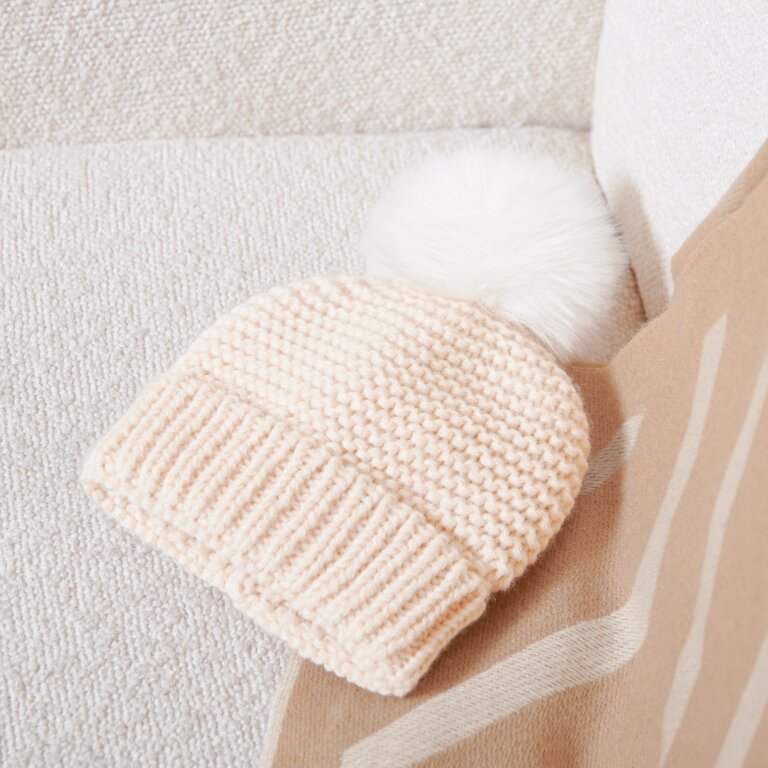Katie Loxton Knitted BABY Hat - Eggshell