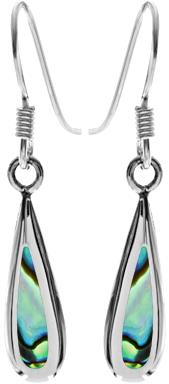 Kali Ma Sterling Silver Slim Teardrop Paua Shell Drop Earrings