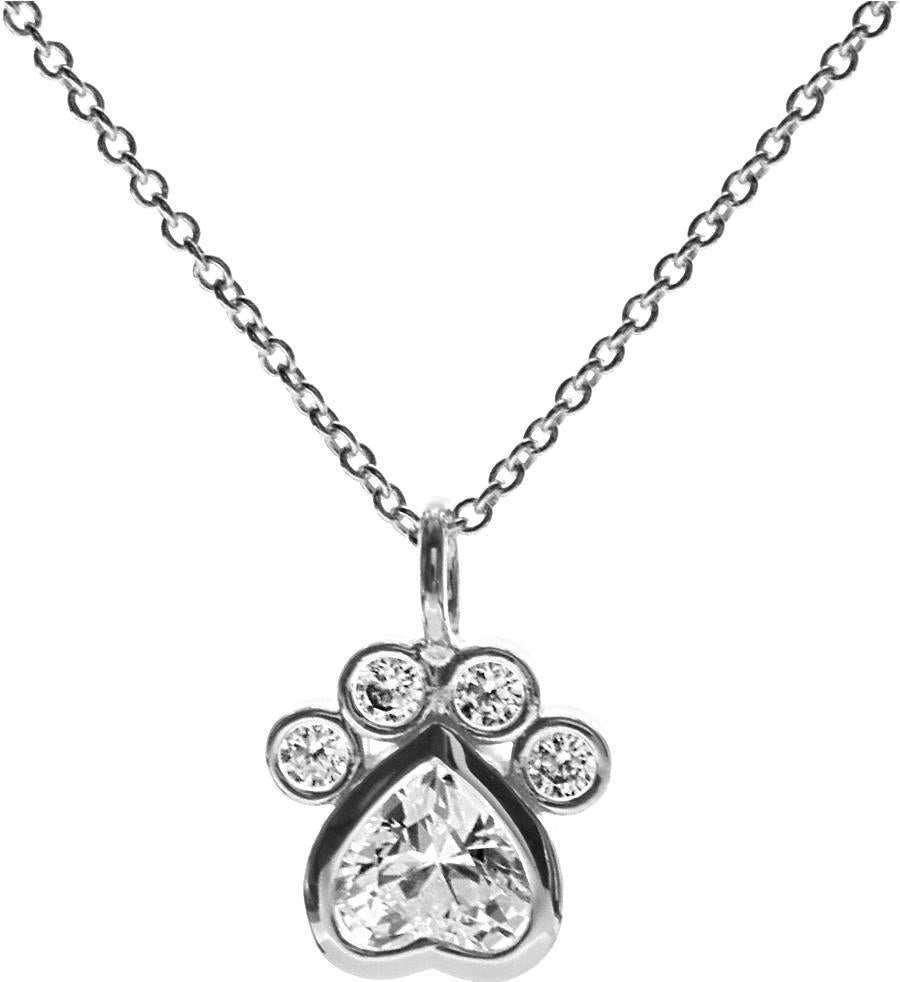 Kali Ma CZ Crystal Set Paw Print Pendant - Sterling 925 Silver