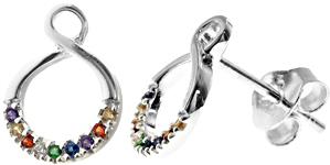 Kali Ma Rainbow Infinity Stud Earrings - Sterling 925 Silver