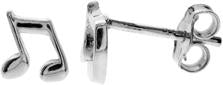 Kali Ma Silver Musical Note Stud Earrings - Sterling 925 Silver