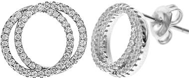 Kali Ma Pave Crystal Interlinked Double Circle Studs - Sterling 925 Silver