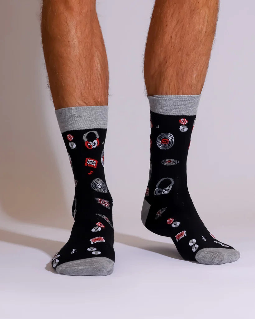Eco Chic MENS Bamboo Socks - Music Compilation - Black