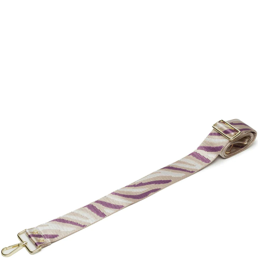 Elie Beaumont Designer PLUM ZEBRA Adjustable Crossbody Bag Strap (Gold fittings)