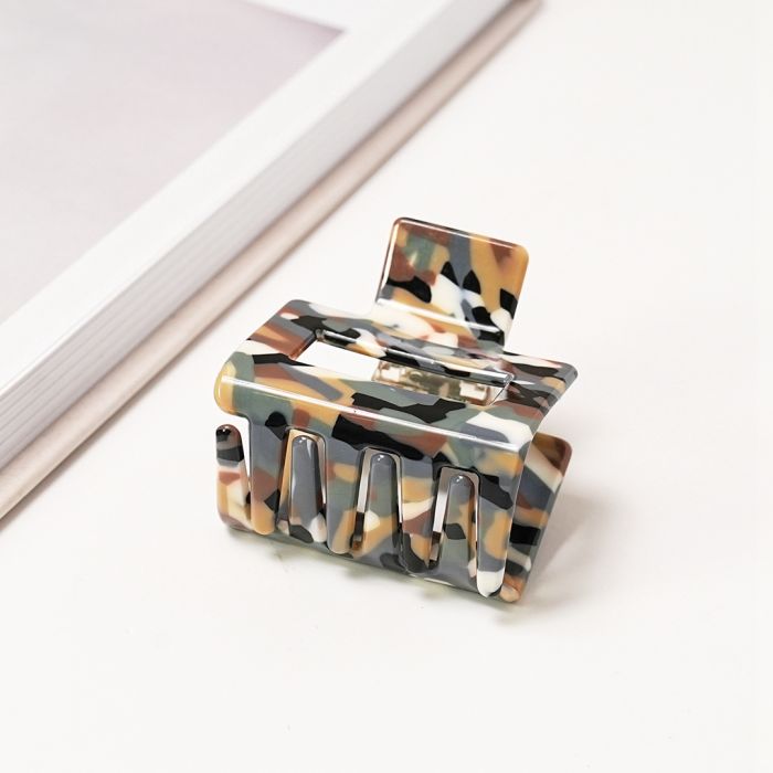 Red Cuckoo Square Camo Multicoloured Hair Claw Clip