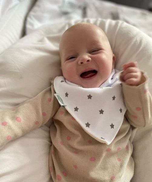 Ziggle White with Grey Stars Dribble Bib