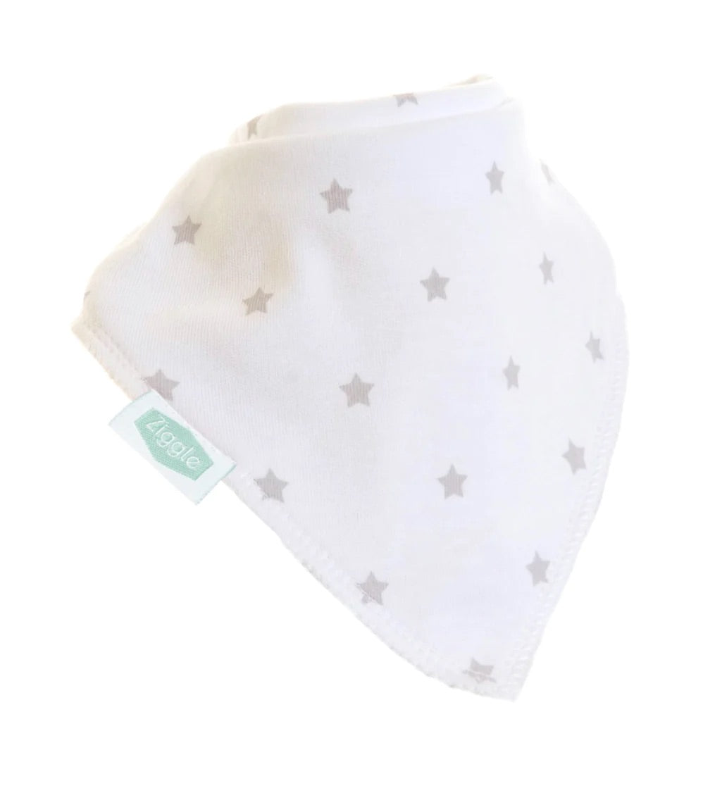 Ziggle White with Grey Stars Dribble Bib