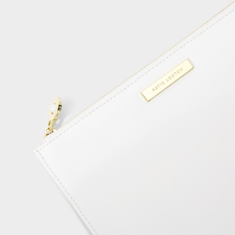 Katie Loxton Semi Precious Stone Secret Message Pouch -Happy Ever After - White/Pearl