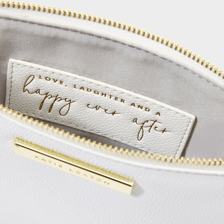 Katie Loxton Semi Precious Stone Secret Message Pouch -Happy Ever After - White/Pearl