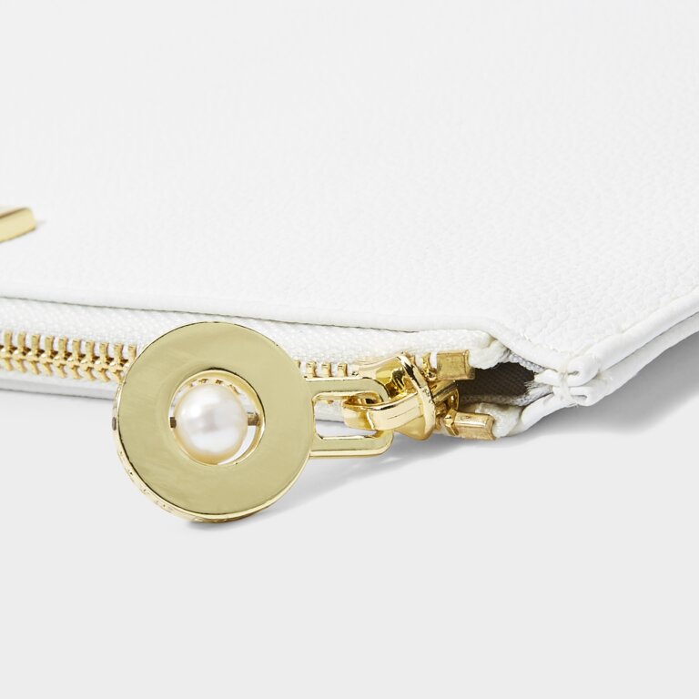 Katie Loxton Semi Precious Stone Secret Message Pouch -Happy Ever After - White/Pearl