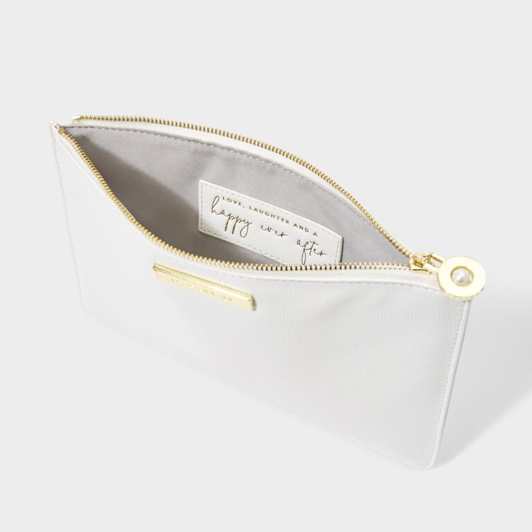 Katie Loxton Semi Precious Stone Secret Message Pouch -Happy Ever After - White/Pearl
