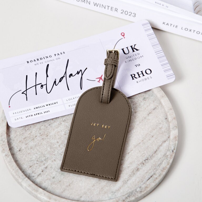 Katie Loxton Travel Luggage Tag - Jet Set Go - Mink
