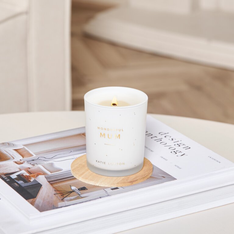 Katie Loxton Sentiment Candle 'Wonderful Mum' - Dusty Pink - Sweet Vanilla & Salted Caramel
